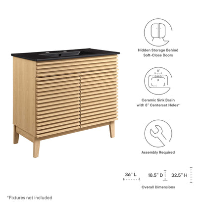 Render 36" Bathroom Vanity by Modway - Charcoal Black / Oak Black / Walnut Black