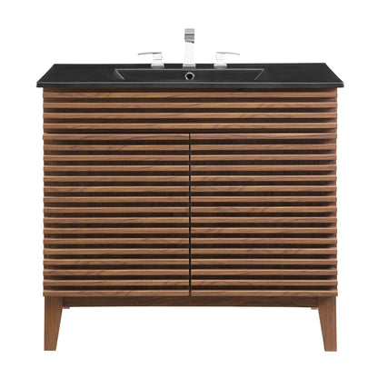 Render 36" Bathroom Vanity by Modway - Charcoal Black / Oak Black / Walnut Black