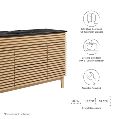Render 48" Single Sink Bathroom Vanity by Modway - Oak Black / Walnut Black