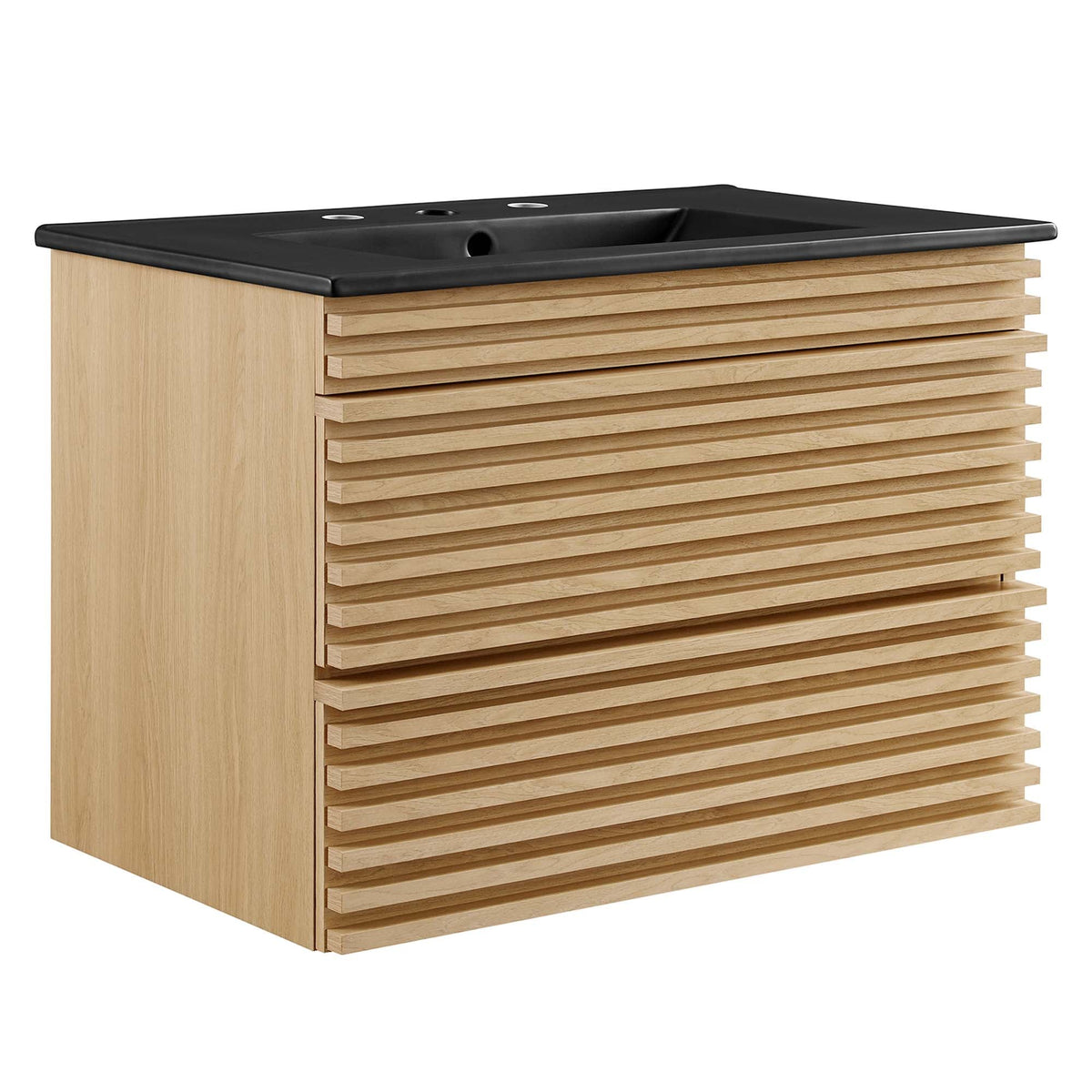 Render 30" Wall-Mount Bathroom Vanity by Modway - Oak Black / Walnut Black