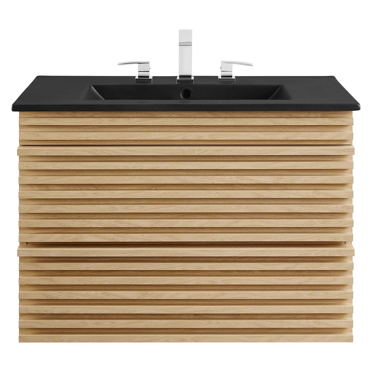 Render 30" Wall-Mount Bathroom Vanity by Modway - Oak Black / Walnut Black