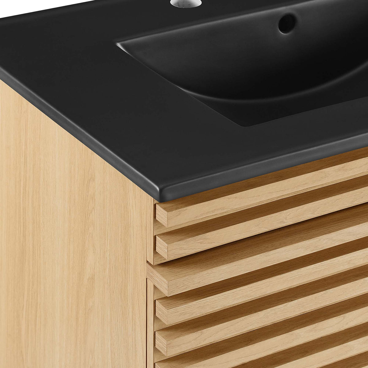 Render 30" Wall-Mount Bathroom Vanity by Modway - Oak Black / Walnut Black