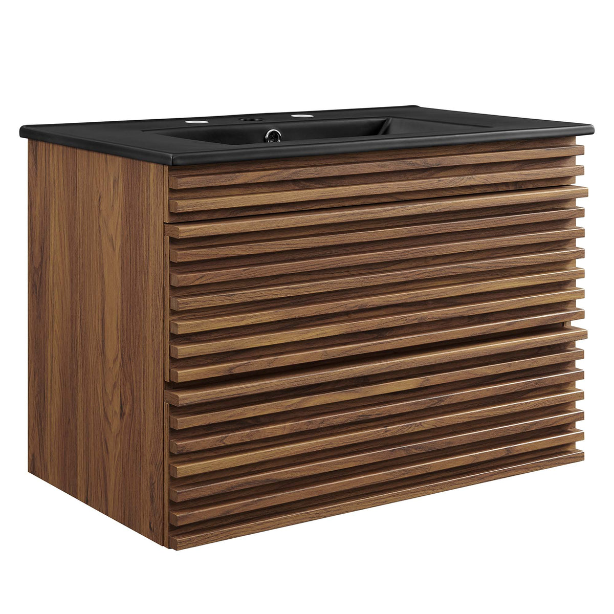 Render 30" Wall-Mount Bathroom Vanity by Modway - Oak Black / Walnut Black