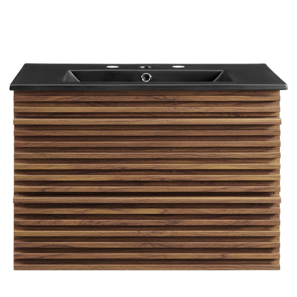 Render 30" Wall-Mount Bathroom Vanity by Modway - Oak Black / Walnut Black