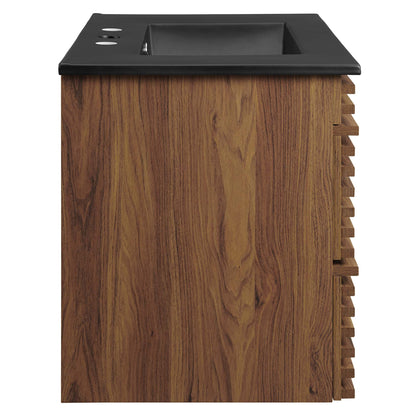 Render 30" Wall-Mount Bathroom Vanity by Modway - Oak Black / Walnut Black