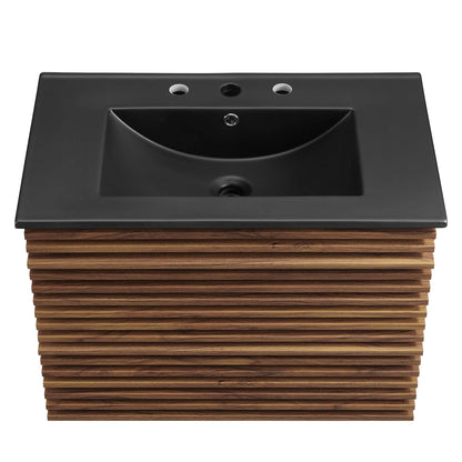 Render 30" Wall-Mount Bathroom Vanity by Modway - Oak Black / Walnut Black