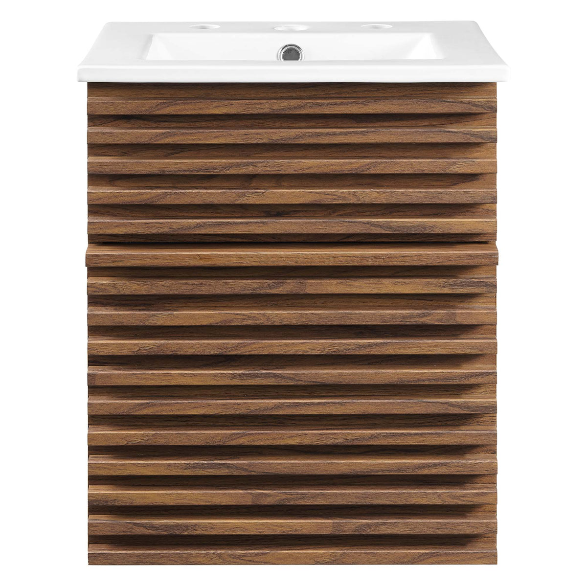 Render 18" Wall-Mount Bathroom Vanity by Modway - Walnut White