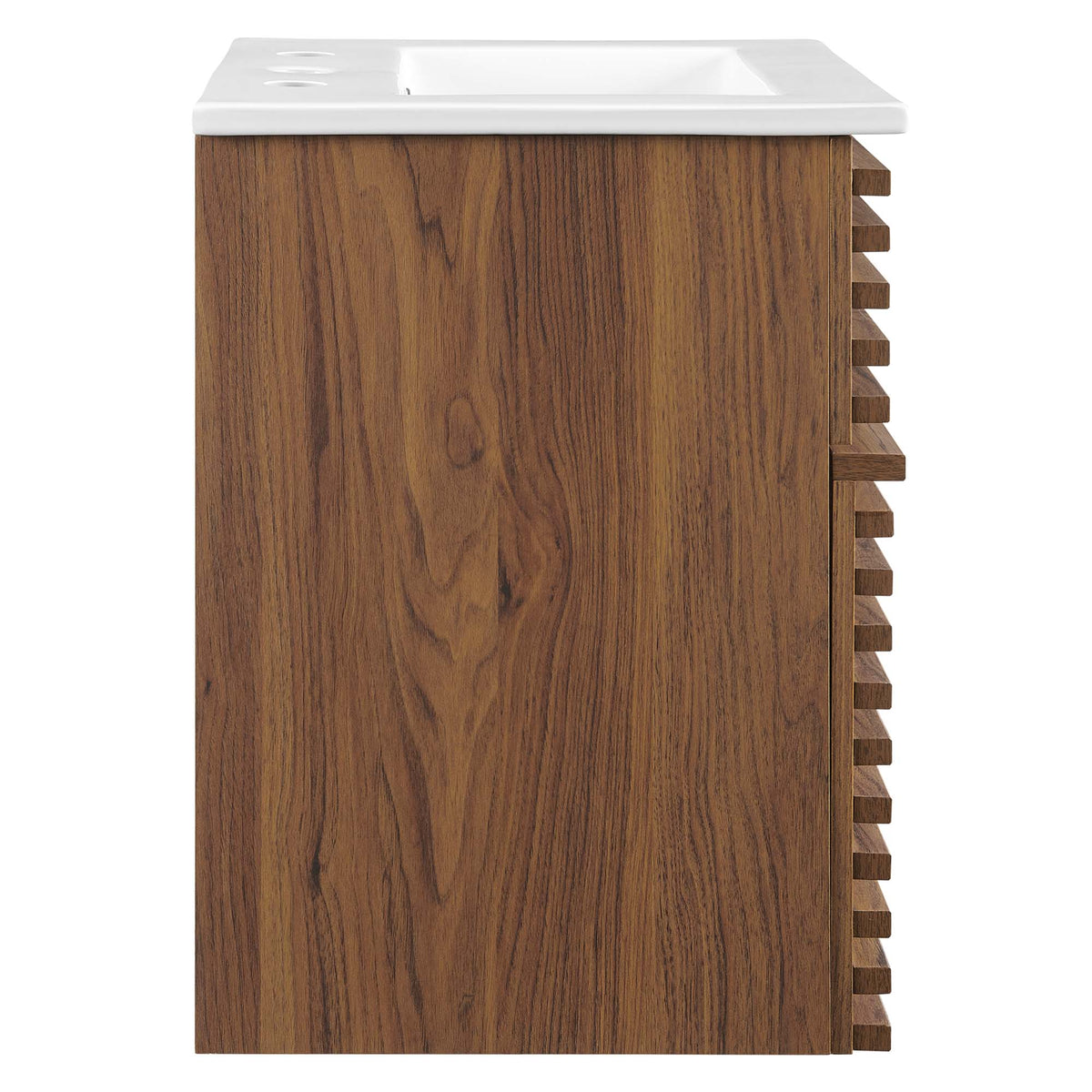 Render 18" Wall-Mount Bathroom Vanity by Modway - Walnut White