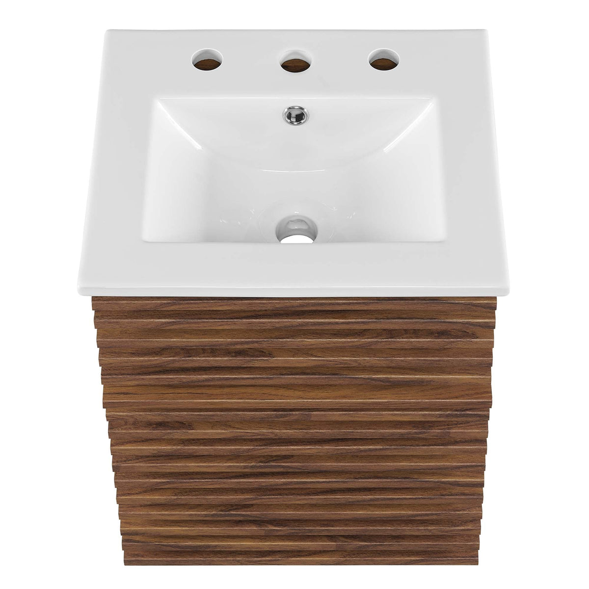 Render 18" Wall-Mount Bathroom Vanity by Modway - Walnut White