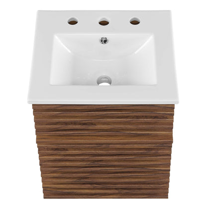 Render 18" Wall-Mount Bathroom Vanity by Modway - Walnut White