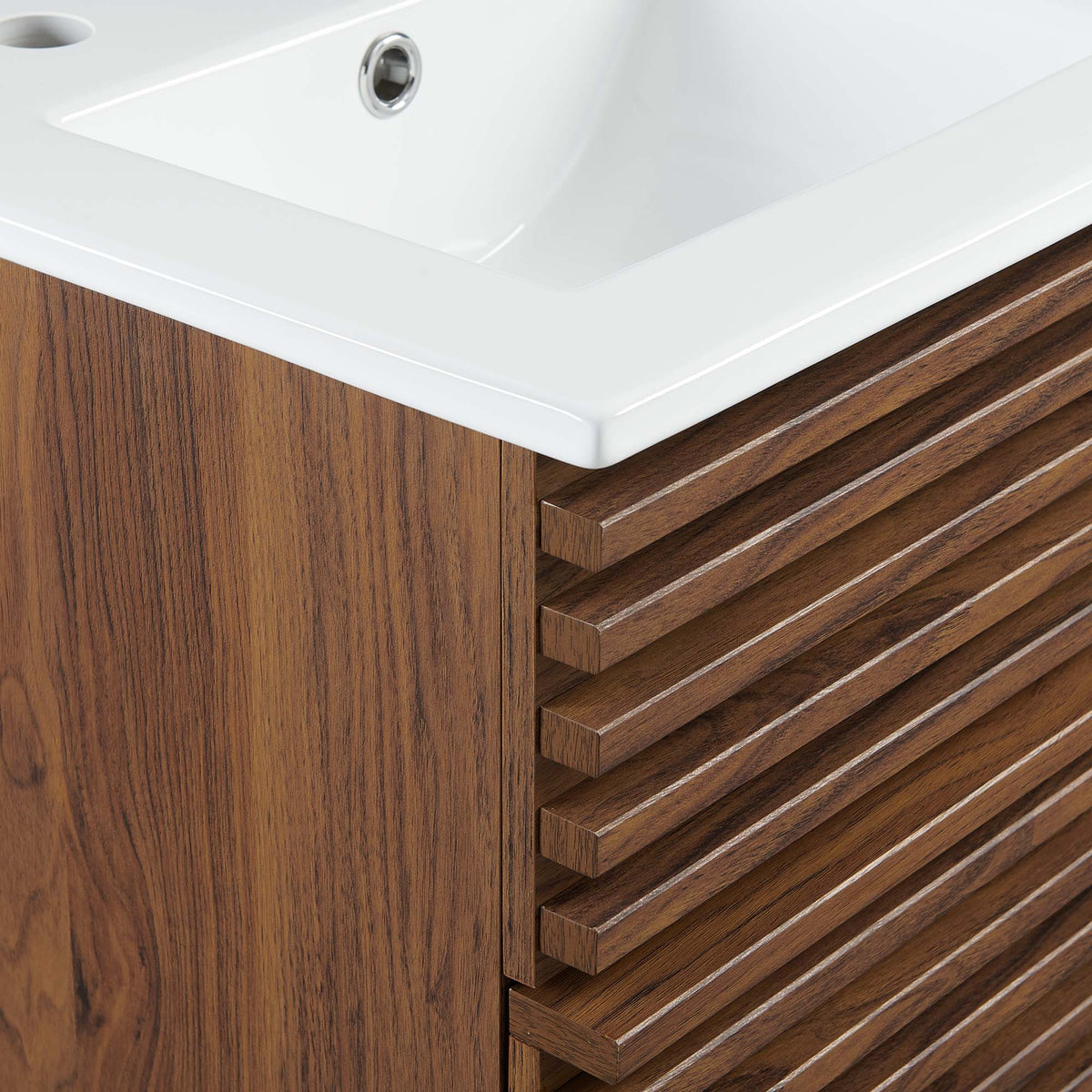 Render 18" Wall-Mount Bathroom Vanity by Modway - Walnut White