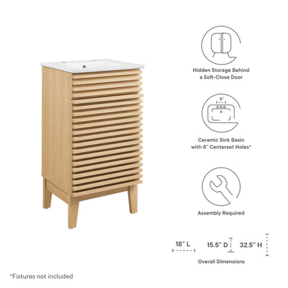 Render 18" Bathroom Vanity Cabinet by Modway - Oak White / Walnut White