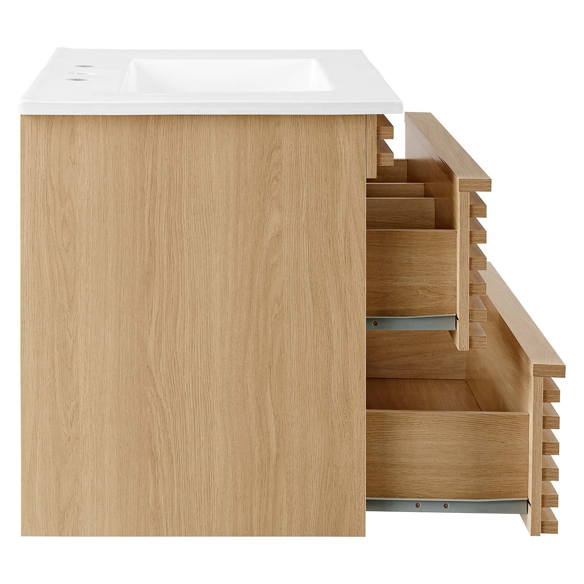 Render 30" Wall-Mount Bathroom Vanity by Modway - Oak White / Walnut White