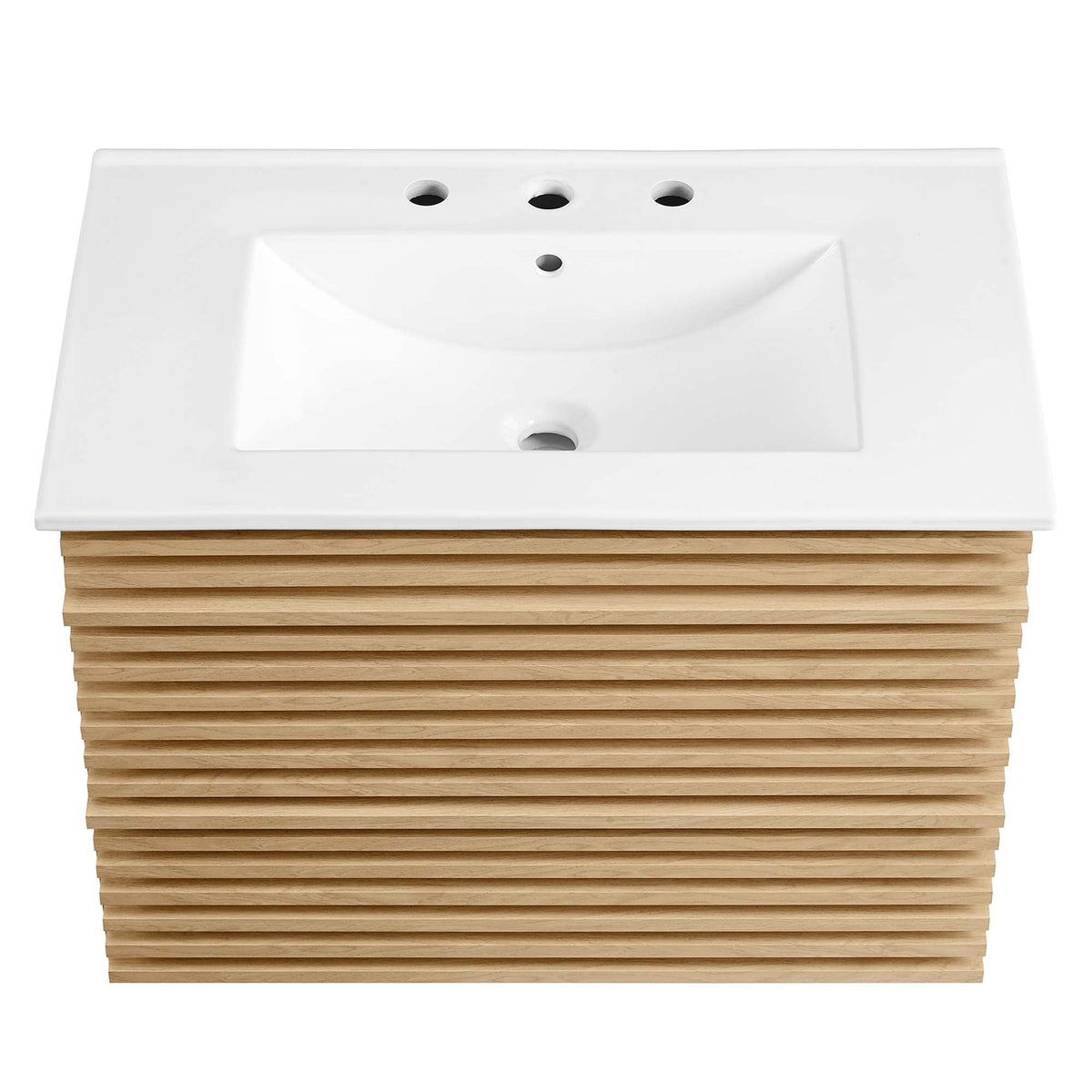 Render 30" Wall-Mount Bathroom Vanity by Modway - Oak White / Walnut White