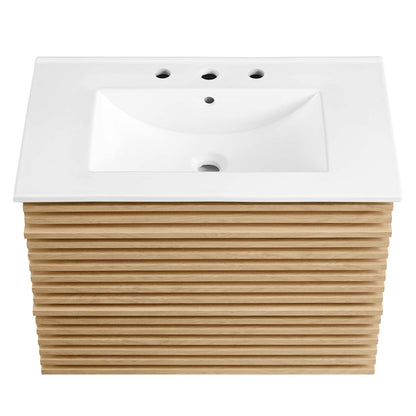 Render 30" Wall-Mount Bathroom Vanity by Modway - Oak White / Walnut White