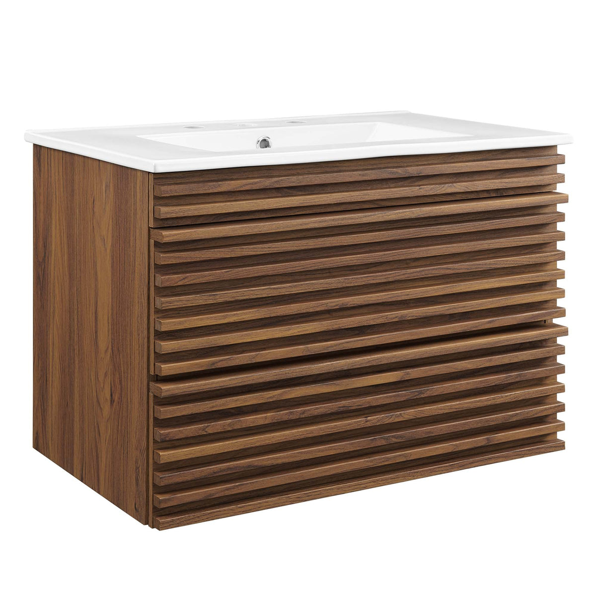 Render 30" Wall-Mount Bathroom Vanity by Modway - Oak White / Walnut White