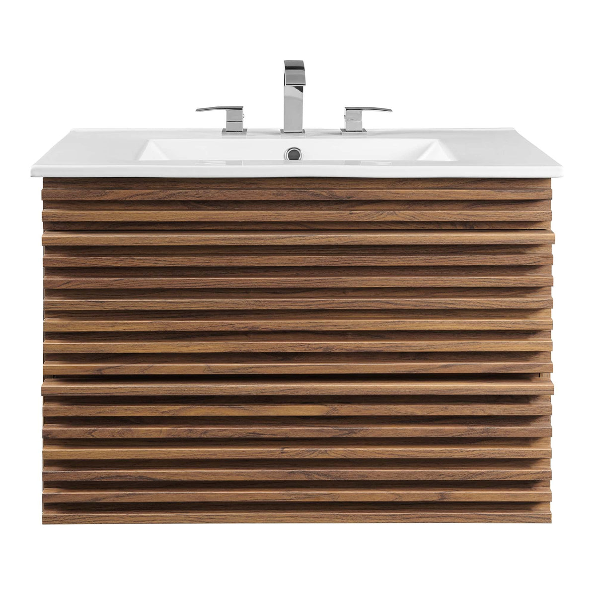 Render 30" Wall-Mount Bathroom Vanity by Modway - Oak White / Walnut White