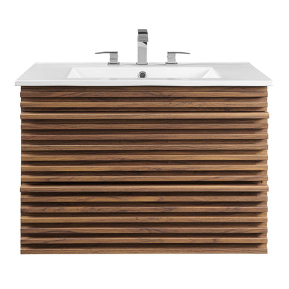 Render 30" Wall-Mount Bathroom Vanity by Modway - Oak White / Walnut White
