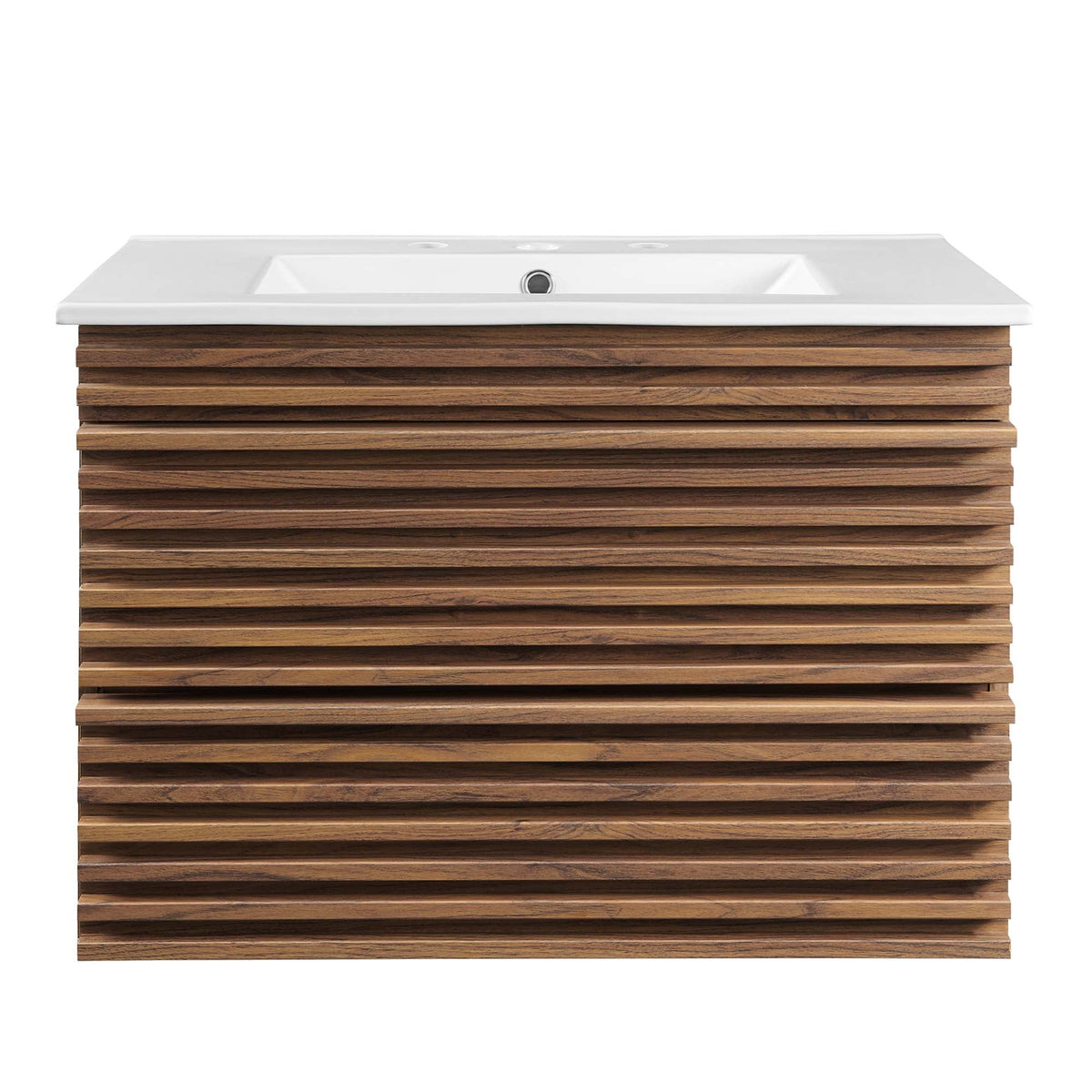 Render 30" Wall-Mount Bathroom Vanity by Modway - Oak White / Walnut White