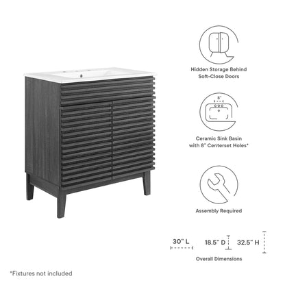 Render 30" Bathroom Vanity Cabinet by Modway - Charcaol White / Oak White / Walnut White