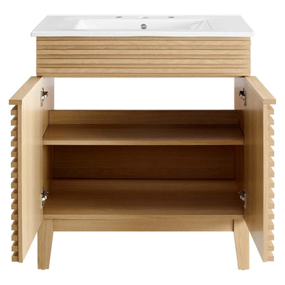 Render 30" Bathroom Vanity Cabinet by Modway - Charcaol White / Oak White / Walnut White