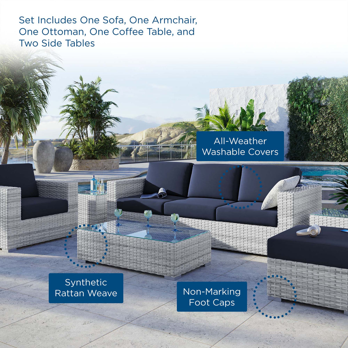 Convene 6-Piece Outdoor Patio Set by Modway