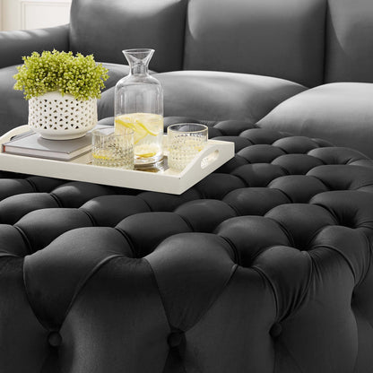 Amour Tufted Button Large Round Performance Velvet Ottoman by Modway