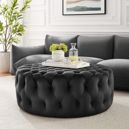 Amour Tufted Button Large Round Performance Velvet Ottoman by Modway