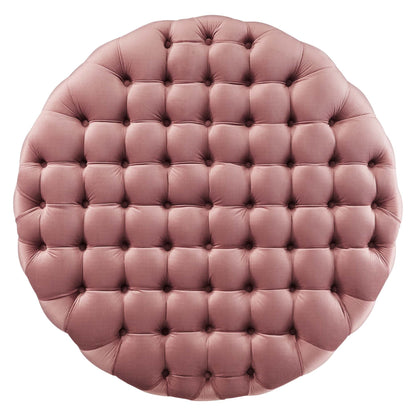 Amour Tufted Button Large Round Performance Velvet Ottoman by Modway
