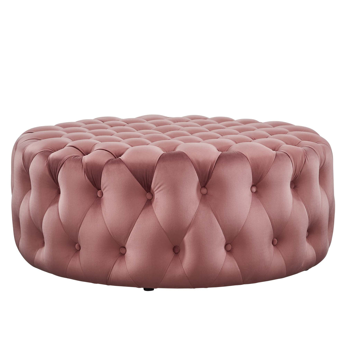 Amour Tufted Button Large Round Performance Velvet Ottoman by Modway