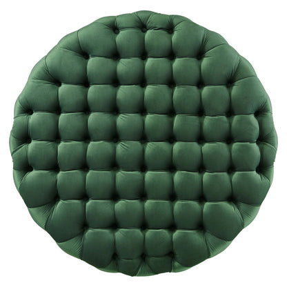 Amour Tufted Button Large Round Performance Velvet Ottoman by Modway
