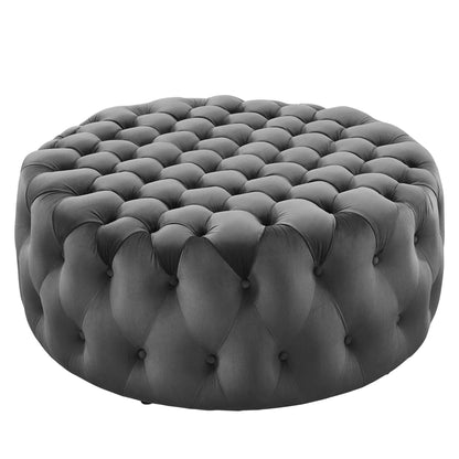 Amour Tufted Button Large Round Performance Velvet Ottoman by Modway