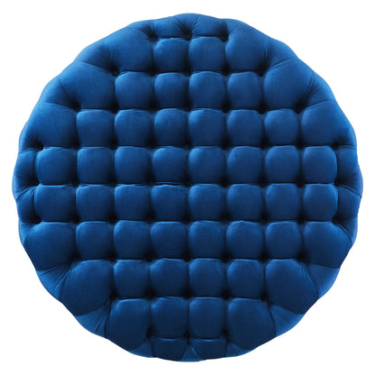 Amour Tufted Button Large Round Performance Velvet Ottoman by Modway