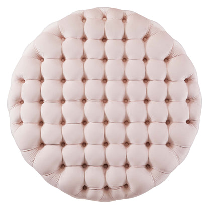 Amour Tufted Button Large Round Performance Velvet Ottoman by Modway