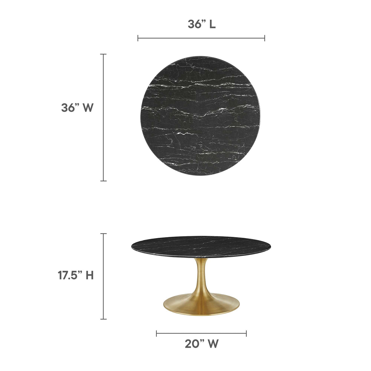 Lippa 36" Round Faux Marble Coffee Table by Modway - EEI-5521