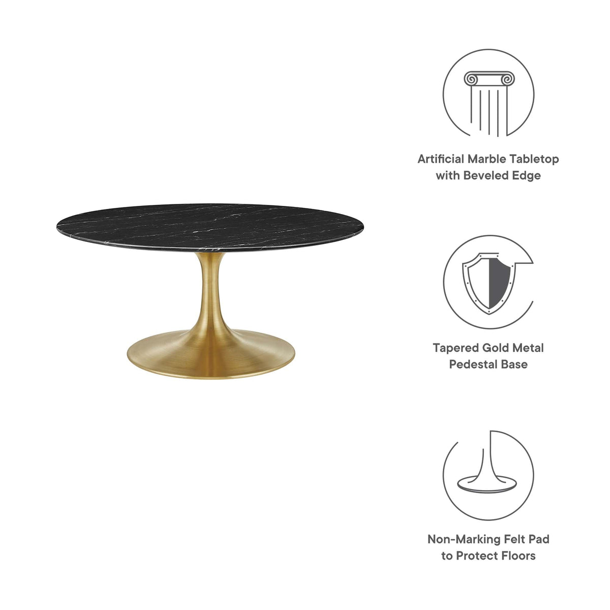 Lippa 36" Round Faux Marble Coffee Table by Modway - EEI-5521
