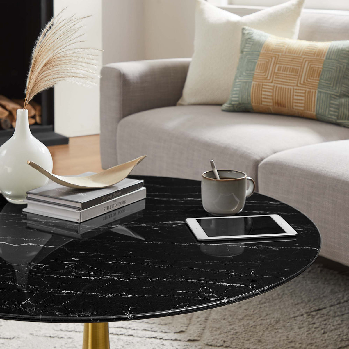 Lippa 36" Round Faux Marble Coffee Table by Modway - EEI-5521