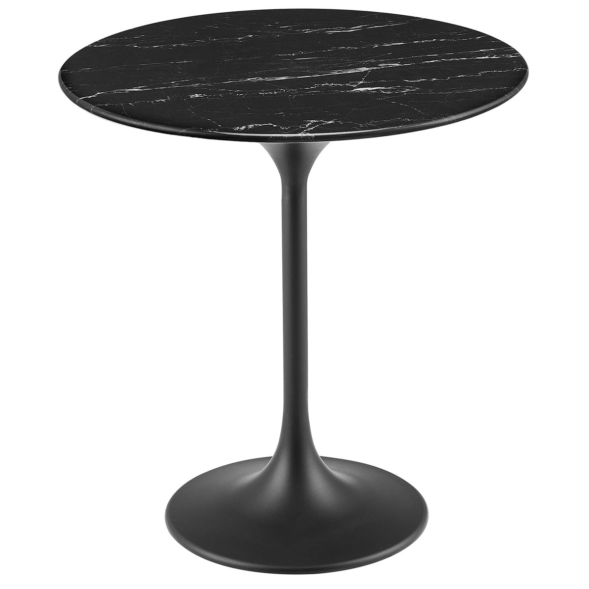 Lippa 20" Round Faux Marble Side Table by Modway - Black Black / Black White