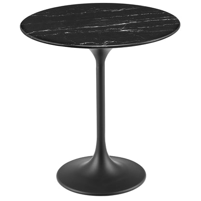Lippa 20" Round Faux Marble Side Table by Modway - Black Black / Black White