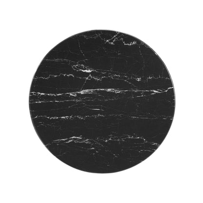 Lippa 20" Round Faux Marble Side Table by Modway - Black Black / Black White