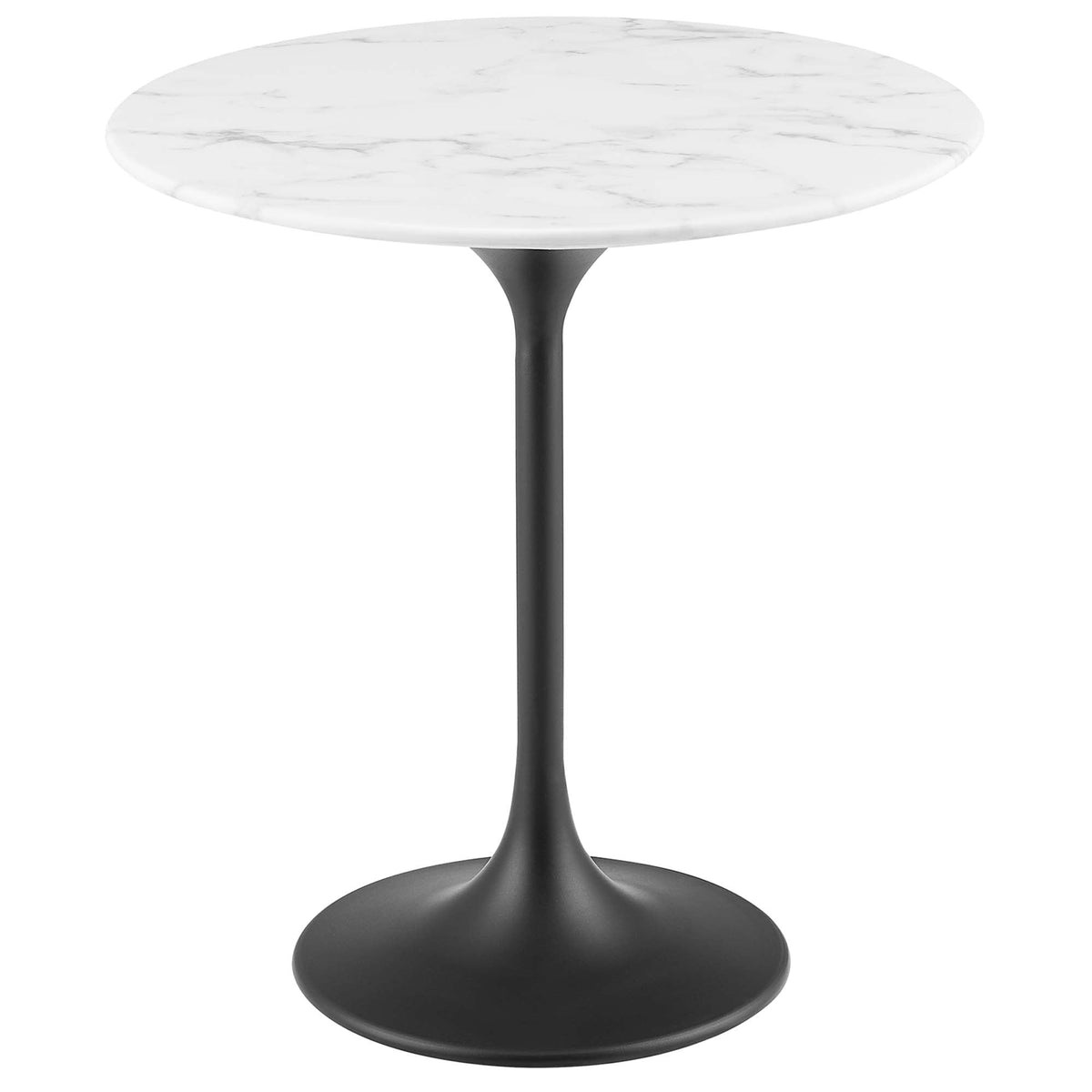 Lippa 20" Round Faux Marble Side Table by Modway - Black Black / Black White