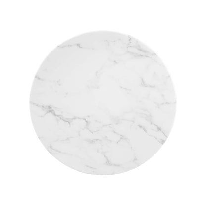Lippa 20" Round Faux Marble Side Table by Modway - Black Black / Black White