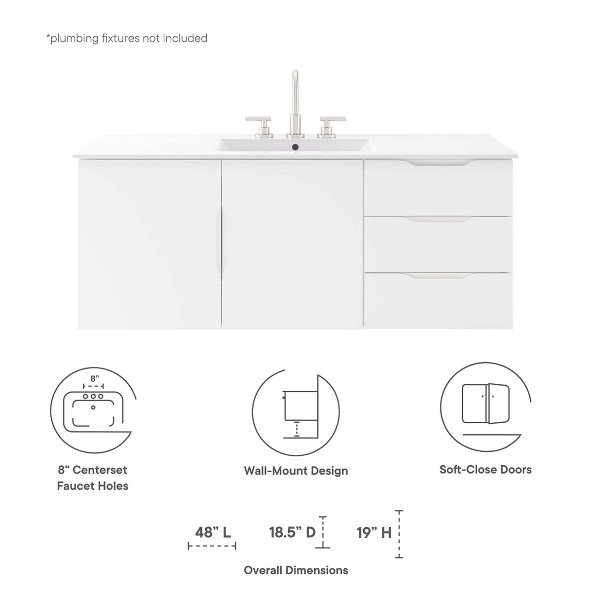 Vitality 48" Single Sink Bathroom Vanity by Modway