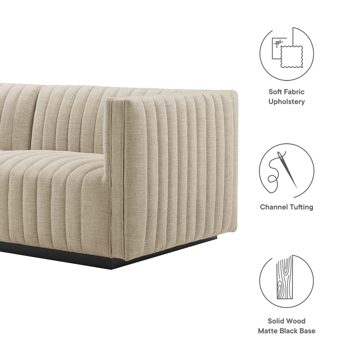 Conjure Channel Tufted Upholstered Fabric Loveseat by Modway