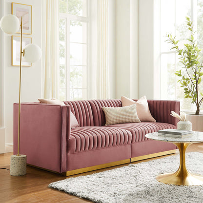 Sanguine Channel Tufted Performance Velvet Modular Sectional Sofa Loveseat by Modway