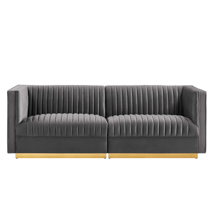 Sanguine Channel Tufted Performance Velvet Modular Sectional Sofa Loveseat by Modway