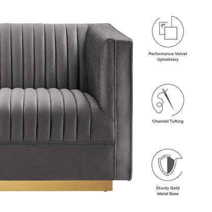 Sanguine 4-Piece Channel Tufted Performance Velvet Right-Facing Modular Sectional Sofa by Modway