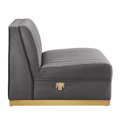 Sanguine 4-Piece Channel Tufted Performance Velvet Right-Facing Modular Sectional Sofa by Modway