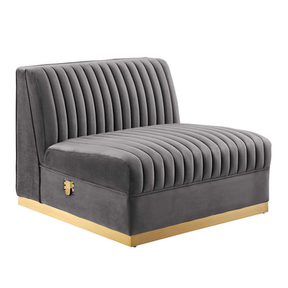 Sanguine 5-Piece Channel Tufted Performance Velvet Right-Facing Modular Sectional Sofa by Modway