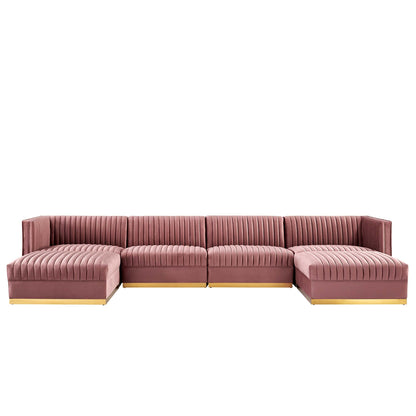 Sanguine 6-Piece Channel Tufted Performance Velvet Modular Sectional Sofa by Modway